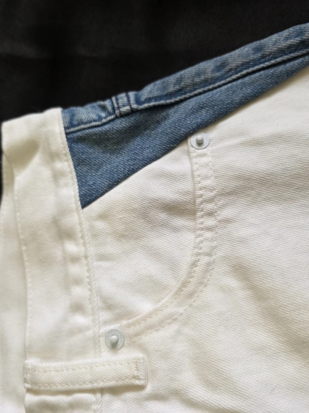 7 For All Man Kind Monroe White And Blue Denim Shorts